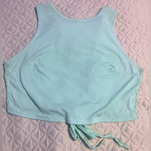 Teal tank crop top lace back - Picture 2 of 2